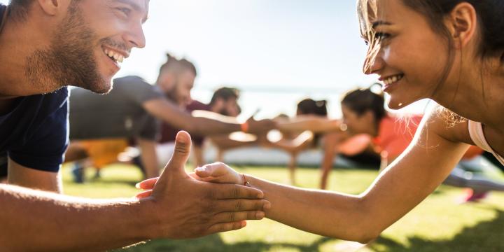 Healthy people handshake