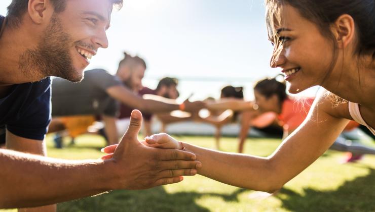 Healthy people handshake